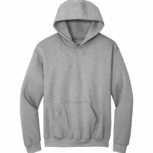 Gray pullover hoodie with kangaroo pocket